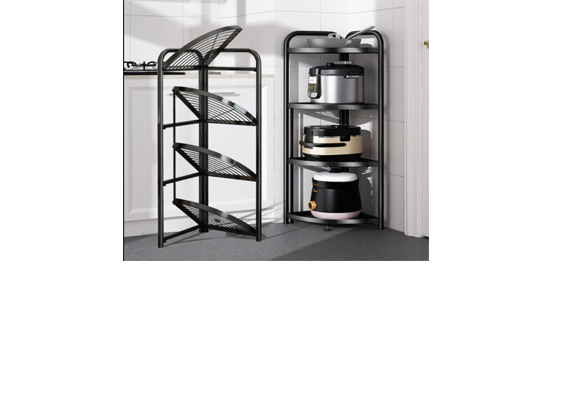 Metal Folding Black storage Corner rack Metal Shelves Heavy Duty Shelving Units Storage Rack Organizer for Kitchen